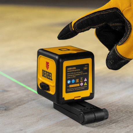 Лазерный уровень DQB, 30 м, зеленый луч, батарейки, сумка Denzel