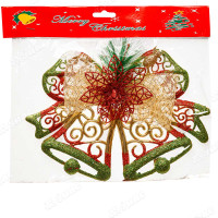 Подвеска Т043 Колокольчики+бантом h-20/27см золото+красн+зелен х120