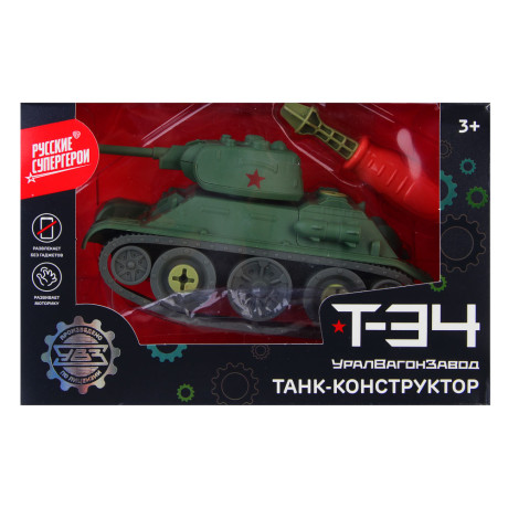 BY Русские Супергерои  УВЗ Танк-конструктор Т-34, отвертка, 11x13x20 см., PP