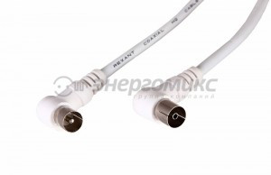 Кабель антенный удлинитель 3М Угловой белый (шт.TV гн.TV) REXANT цена за шт (10!), 18-0024