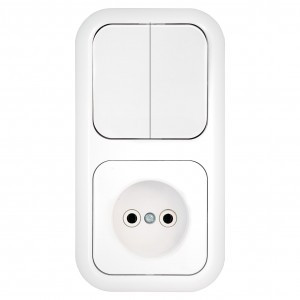 Bylectrica Гармония блок (роз. 16А + 2 кл. выкл. 10А) СУ, белый (корп. ABS) 2В-РЦ-541