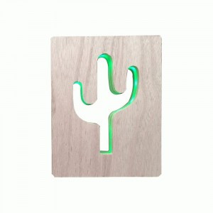 Apeyron Ночник св/д "Кактус" 1.2W 2хLR6 МДФ 180х25х230 зеленый 12-186