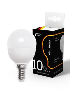 "Supermax шар  E14 10W (800lm) 4000K 4K матов. 90x45 Sup_LED10wGL45E1440