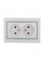 Lezard Мира роз. СУ 2 мест. 16А бел. с серой вставкой (керамика, корпус PC) 701-0215-128
