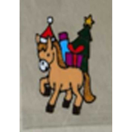 Наклейка на стекло А97 Лошадка с елкой и подарками 15*20см (12)