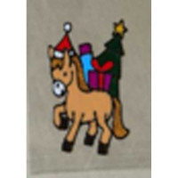 Наклейка на стекло А97 Лошадка с елкой и подарками 15*20см (12)