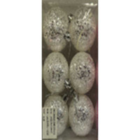 Шар D8810JY1002-3 6 шт 8 см Белый с перламутровыми блестками