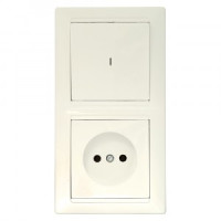 Bylectrica СТИЛЬ Блок (1 выкл. + роз.) СУ инд. беж., (В-РЦ-697 беж.)