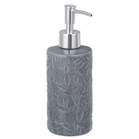 VETTA Дозатор для жидкого мыла, керамика, 7x7x19,5 см, листья, серый