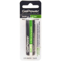 Аккумулятор Li-ion GoPower 18650 (Pan. NCR18650B) BL1 3.6V 3400mAh с защитой выс.конт. (1/155)