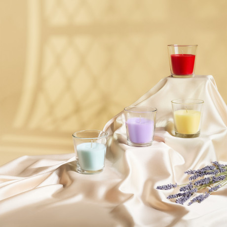 NEW GALAXY Свеча ароматизированная Glass, 85гр. ваниль, лаванда, спелые ягоды, хлопок