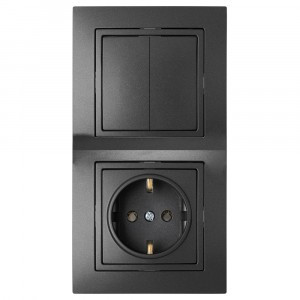 Bylectrica УЮТ блок СУ (2 кл. выкл. + роз., земля)(корп. ABS) графит, ( 2В-РЦ-730 графит)