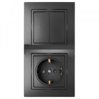 Bylectrica УЮТ блок СУ (2 кл. выкл. + роз., земля)(корп. ABS) графит, ( 2В-РЦ-730 графит)