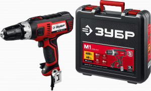 ЗУБР дрель-шуруповерт сетевая 400Вт, 40Нм, кейс, ДШ-М1-400-2 К
