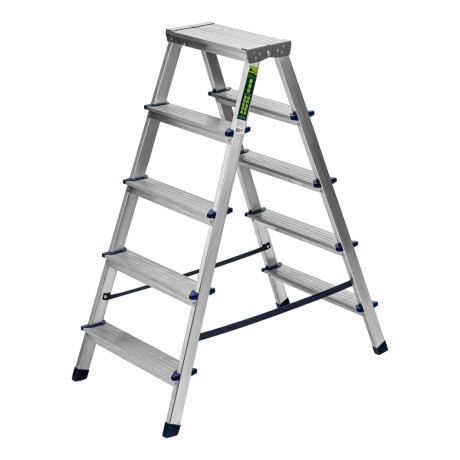 Стремянка двусторонняя 5 ступеней, алюминиевая, Сибртех