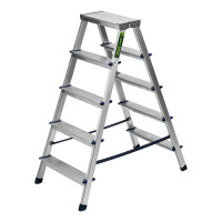 Стремянка двусторонняя 5 ступеней, алюминиевая, Сибртех