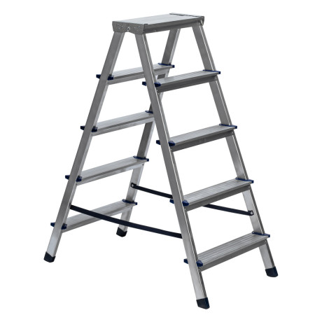 Стремянка двусторонняя 5 ступеней, алюминиевая, Сибртех