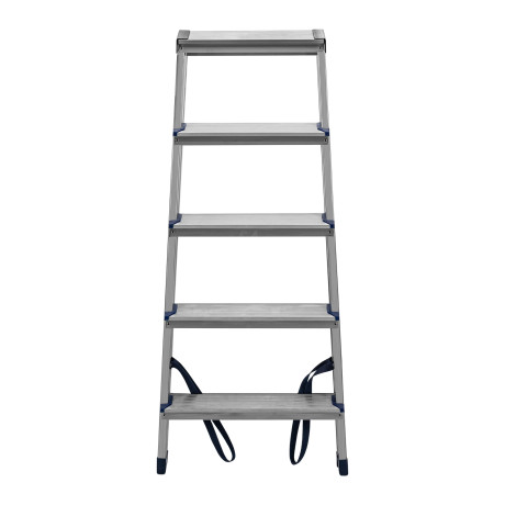 Стремянка двусторонняя 5 ступеней, алюминиевая, Сибртех