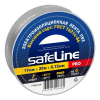Safeline изолента ПВХ 19/20 серо-стальная, 150мкм, арт.12124