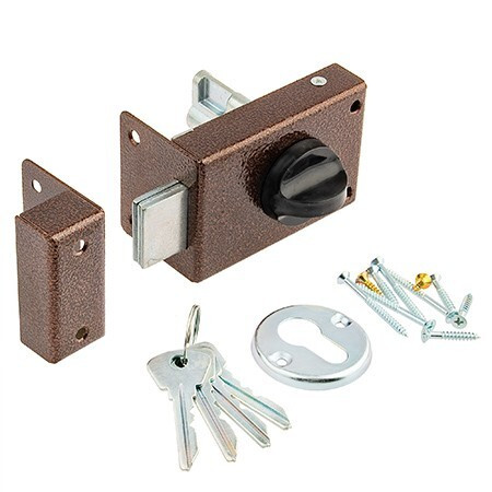 Замок накл ЗН-1 Омега (Медь)  прямоуг. ригель, 4 англ.ключа   \30