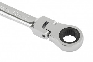 Ключ комбинированный трещоточный, 13 мм, CrV, шарнирный, зеркальный хром Matrix Professional