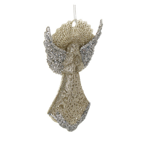 СНОУ БУМ Подвеска декоративная "Ангел" 13 см, пластик, глиттер, золото