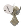 СНОУ БУМ Подвеска декоративная "Ангел" 13 см, пластик, глиттер, золото