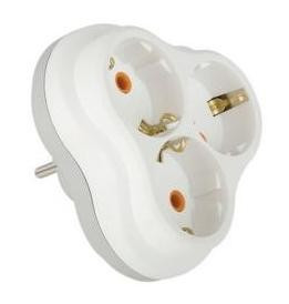 Nilson разветвитель (тройник) 3роз. 16А, белый, земля (треугольный) 40130101