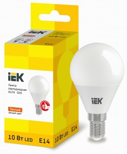 IEK шар G45 E14 10W(900lm) 3000К 2K 83х45 матов. ALFA LLA-G45-10-230-30-E14