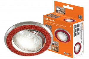 TDM GU5.3 MR16 50W св-к встр 02-06 поворот 12/220В красный блеск/хром литая сталь (10!) SQ0359-0037