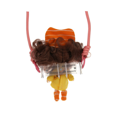 Держатель для телефона с куклой 13см на шнурке, пластик, текстиль, 10,5х8х13 см