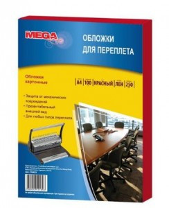 Обложки для переплета картонные ProMega Office красные, лен, A4, 250 г/м2, 100шт/уп
