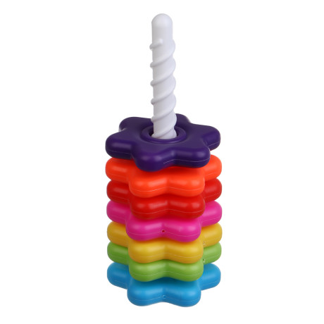 Развивающая игрушка пирамидка "Шестерёнки" 8 деталей, PE, 12х12х28см