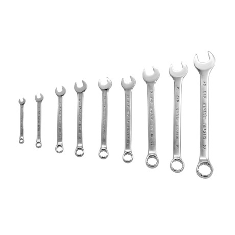 Набор ключей комбинированных, 6-22 мм, 9 шт, CrV, матовый хром Matrix