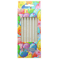 Свечи в торт с подставками 10,5 см "Белый блеск", набор 6шт