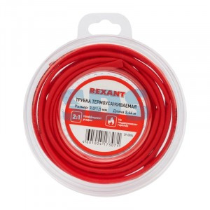 REXANT Трубка термоусадка ТУТ 3/1,5 мм красная, l ролика=2.44м (8ft) BL 29-0004