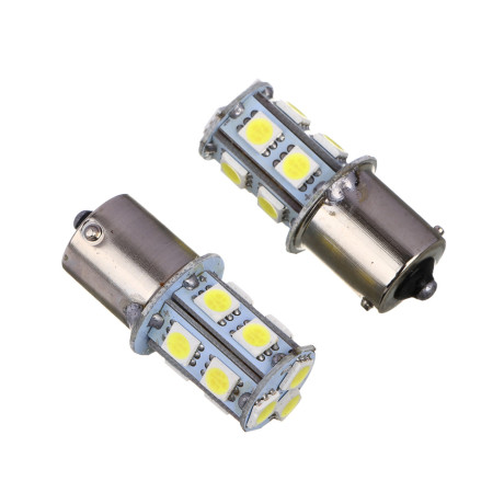 ЕРМАК Лампа светодиодная T15, (13 SMD-5050, 1156, BA15S), 12В,белый, 2 шт., блистер