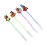 Ручка гелевая цветная, фигурка на клипе &quot;Капибара&quot;, 4 цвета чернил, 4 дизайна