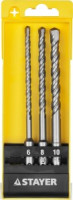 Набор STAYER &quot;MASTER&quot;: Буров по бетону, хвостовик &quot;SDS-Plus&quot;, в боксе, (d=6,8,10)-160мм, 3шт