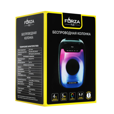 FORZA Колонка беспроводная, 5В, 1200 мАч, БТ, USB, Micro-SD, TWS, пластик