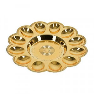 Блюдо "Праздничное" для кулича и 12 яиц, d=24 см, пластик, золото, 17831 MARMITON