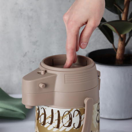 SATOSHI Термос с пневмонасосом "Мокко", стеклянная колба, 1,9 л.