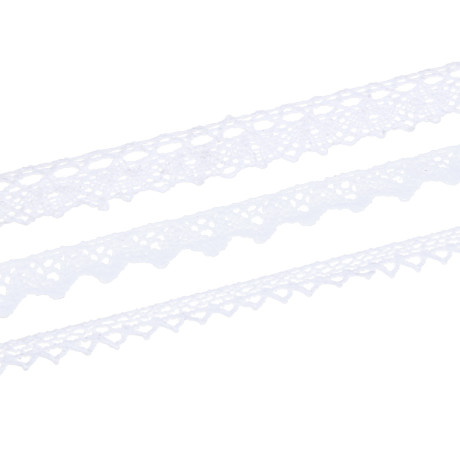 Кружево вязаное, длина 3м, ширина 12мм, 14мм, 18мм, полиэстер, хлопок, 3 дизайна