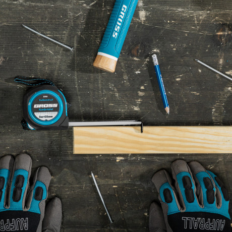 Рулетка Komfortabel 5 м х 25 мм,обрезиненный корпус Gross