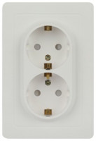 Intro Style роз. СУ 2 мест. Земля, шторки, 2X2P+E Schuko, 16А-250В, IP20, белый  7-208-01 60625