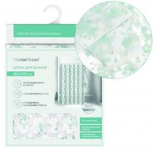 Штора д/ванной Минтту 200(В)*180(Ш) 12 колец, люверсы, PEVA 75957 Master House