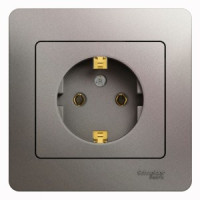 Systeme Electric GLOSSA роз. СУ 1 мест. платина (пл.осн., земля) GSL001242 (5!)