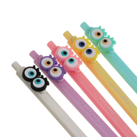 Ручка шариковая автоматическая синяя 0,7мм, "Не моргай", 5 видов