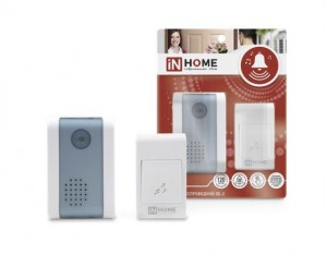 ASD/inHome ЗБ-2 звонок беспроводной цифр. 120м, 32 мелодии с кнопкой БЕЛО-СЕРЫЙ 3305