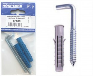 Шуруп-костыль удлиненный 6*100 с дюбелем 10 (2 шт BL) (цена за уп) НАКРЕПКО 103907